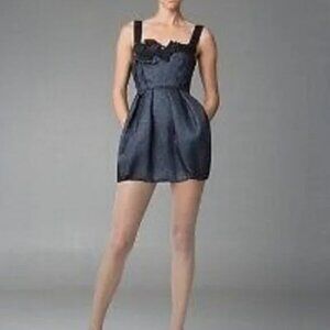 BCBGMaxAzria Runway Silk Lurex Graphite Bubble Dress Size 6